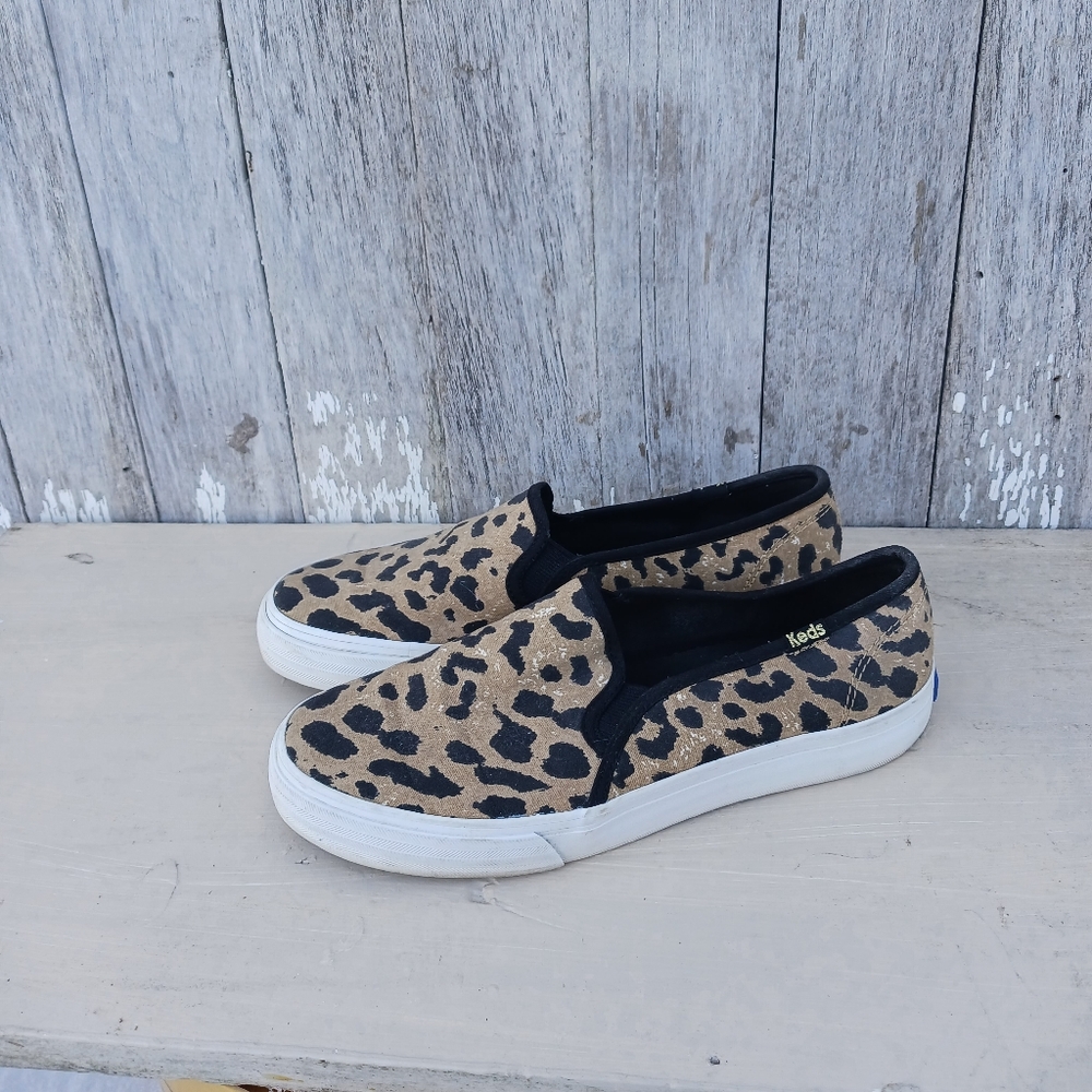 KEDS Womens 7 Slip On Dream Foam Double Decker Sneakers Tennis Shoes Leopard - Picture 1 of 8